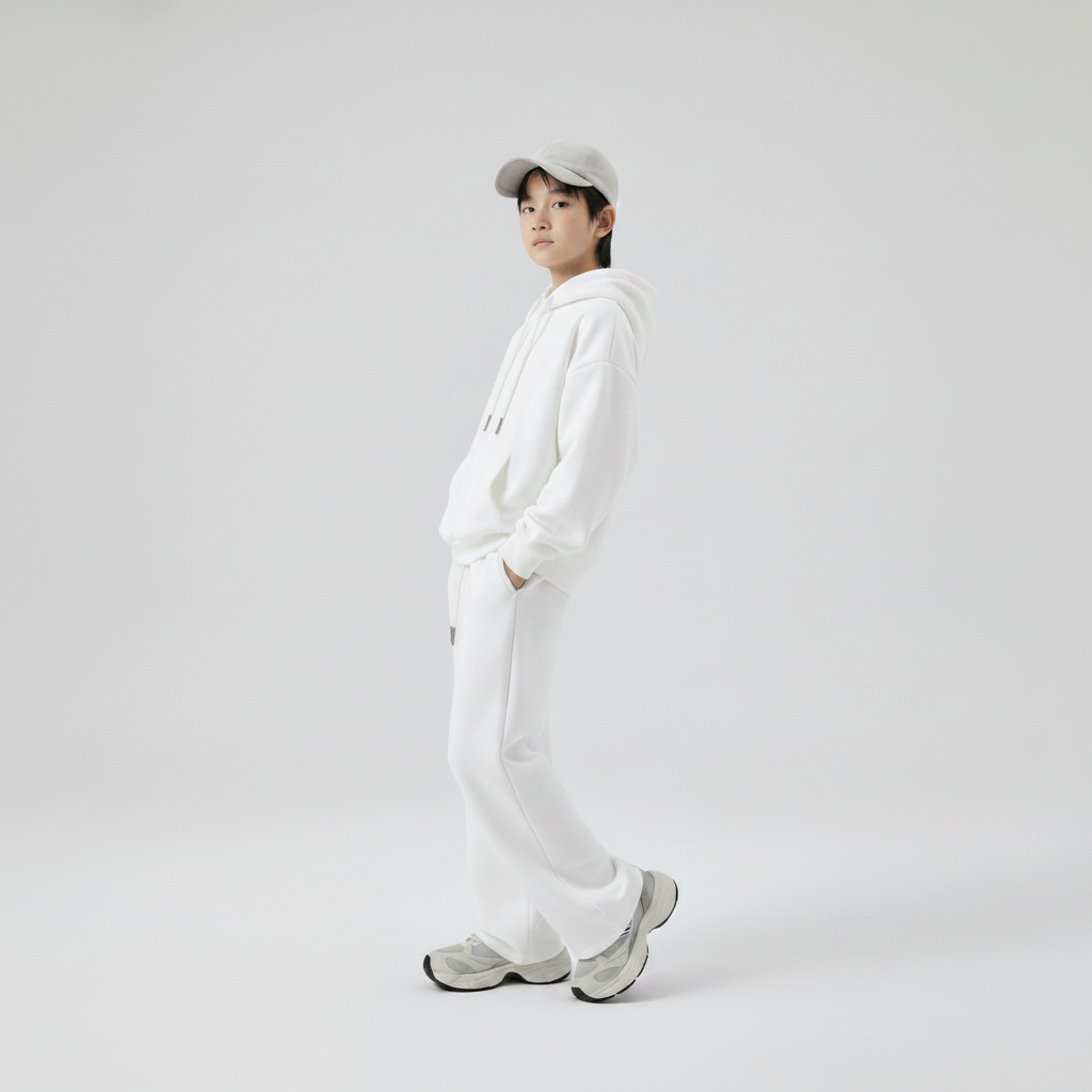 Celana Sweatpants Loose Baggy Anak Fleece Putih