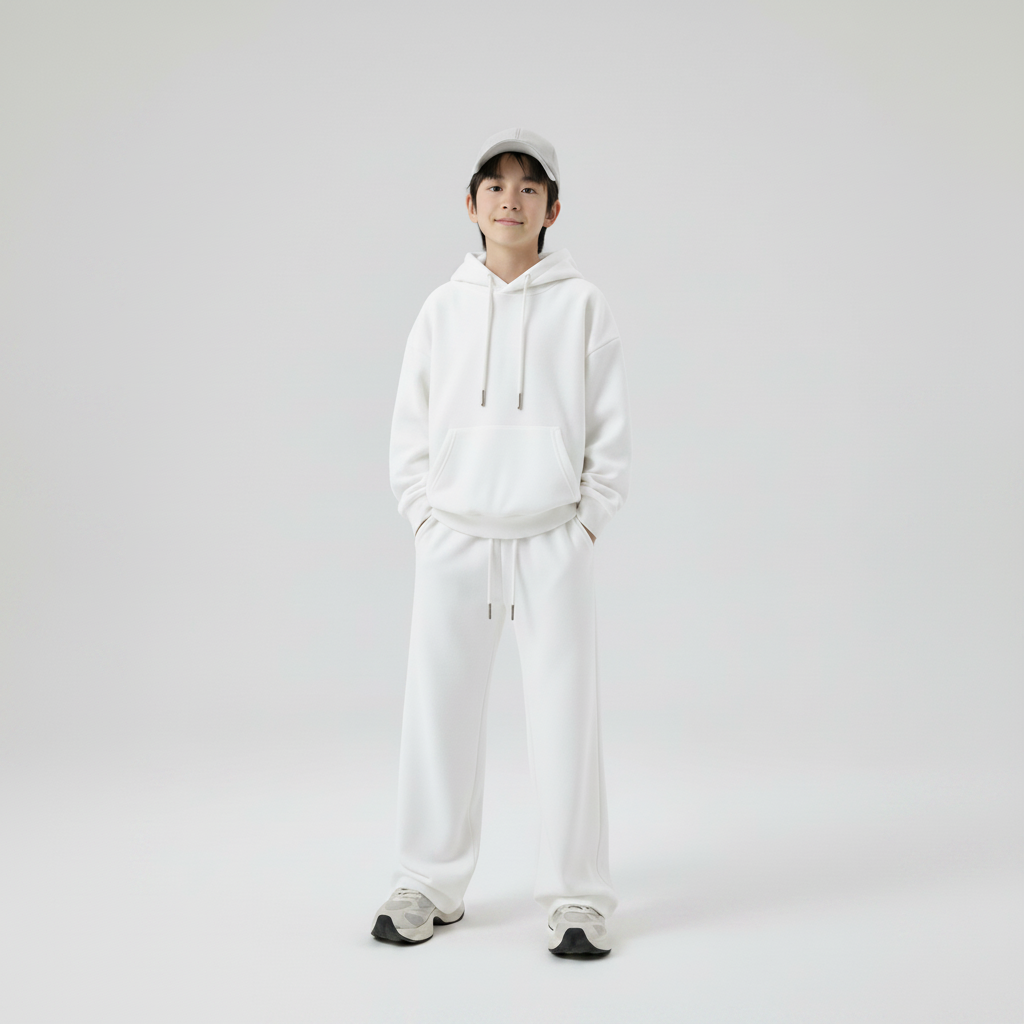 Celana Sweatpants Loose Baggy Anak Fleece Putih