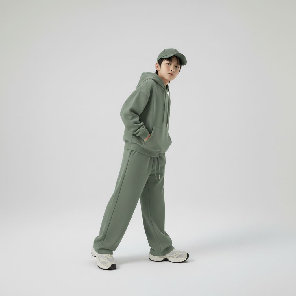 Celana Sweatpants Loose Baggy Anak Fleece Sage