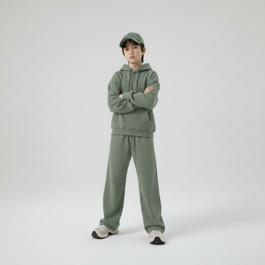 Celana Sweatpants Loose Baggy Anak Fleece Sage