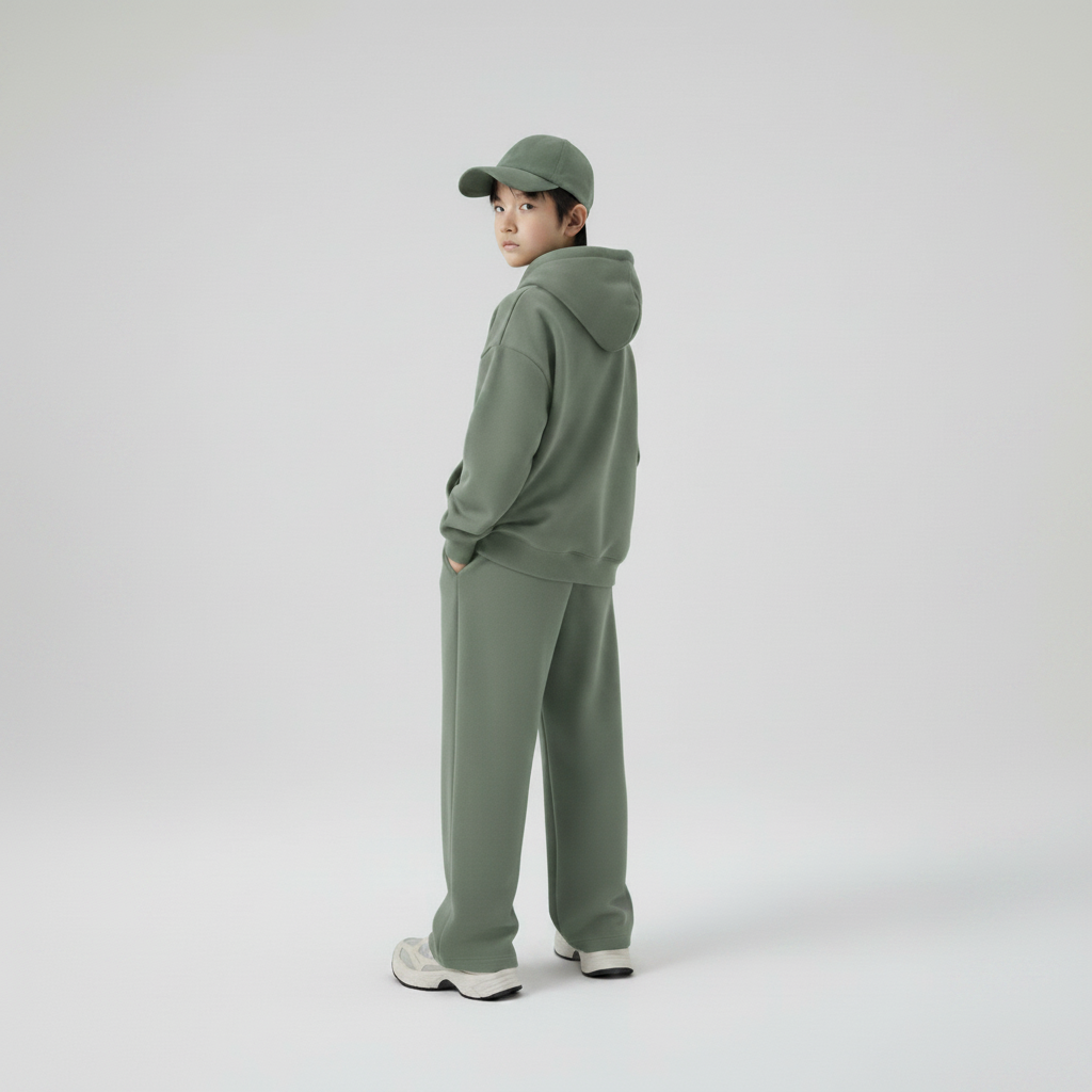 Celana Sweatpants Loose Baggy Anak Fleece Sage