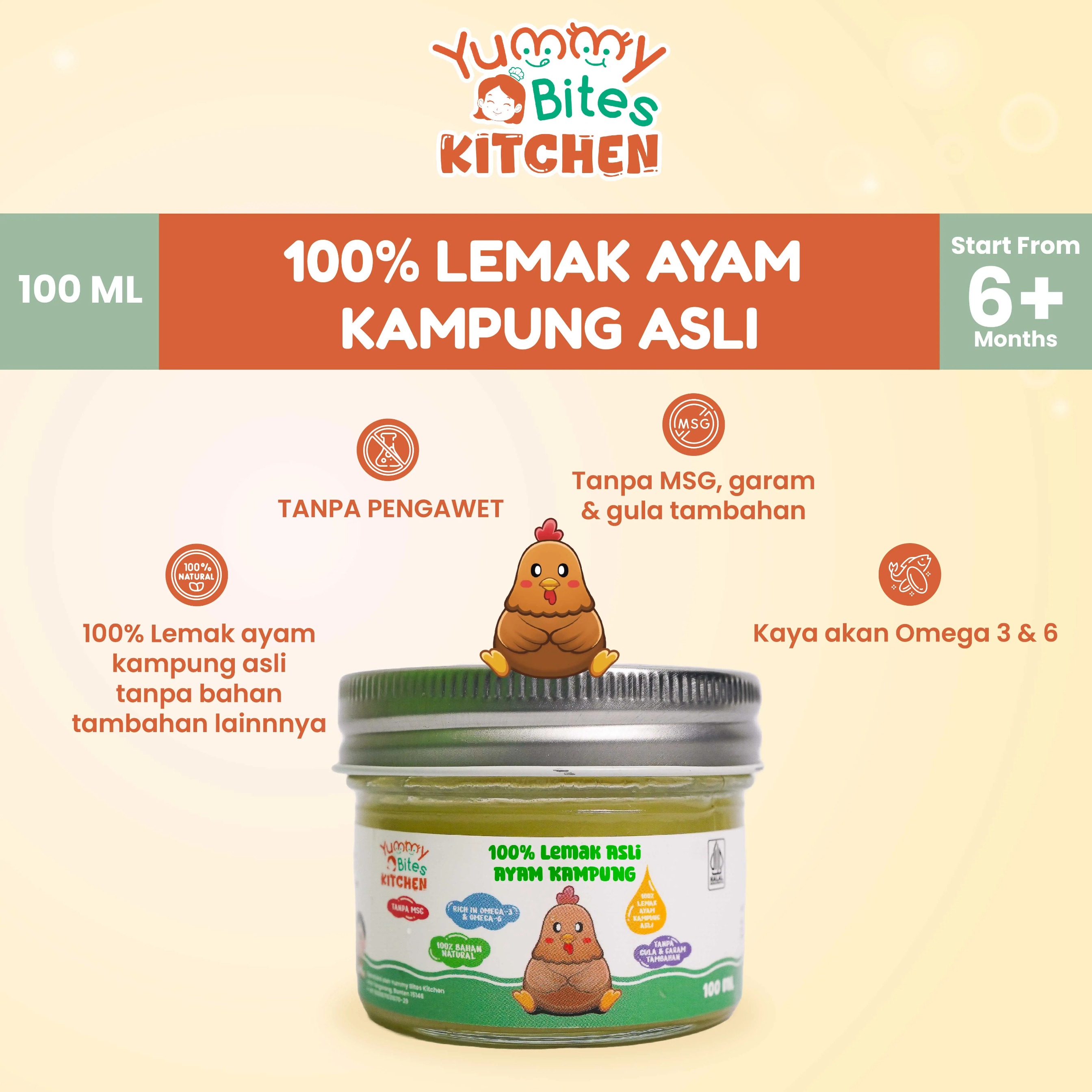 Yummy Bites Kitchen - 100% Lemak Sapi Asli 100 ML | Pure Fat | 100% Lemak Ayam Kampung Asli | Fat Oil | Booster MPASI | Lemak sehat MPAS
