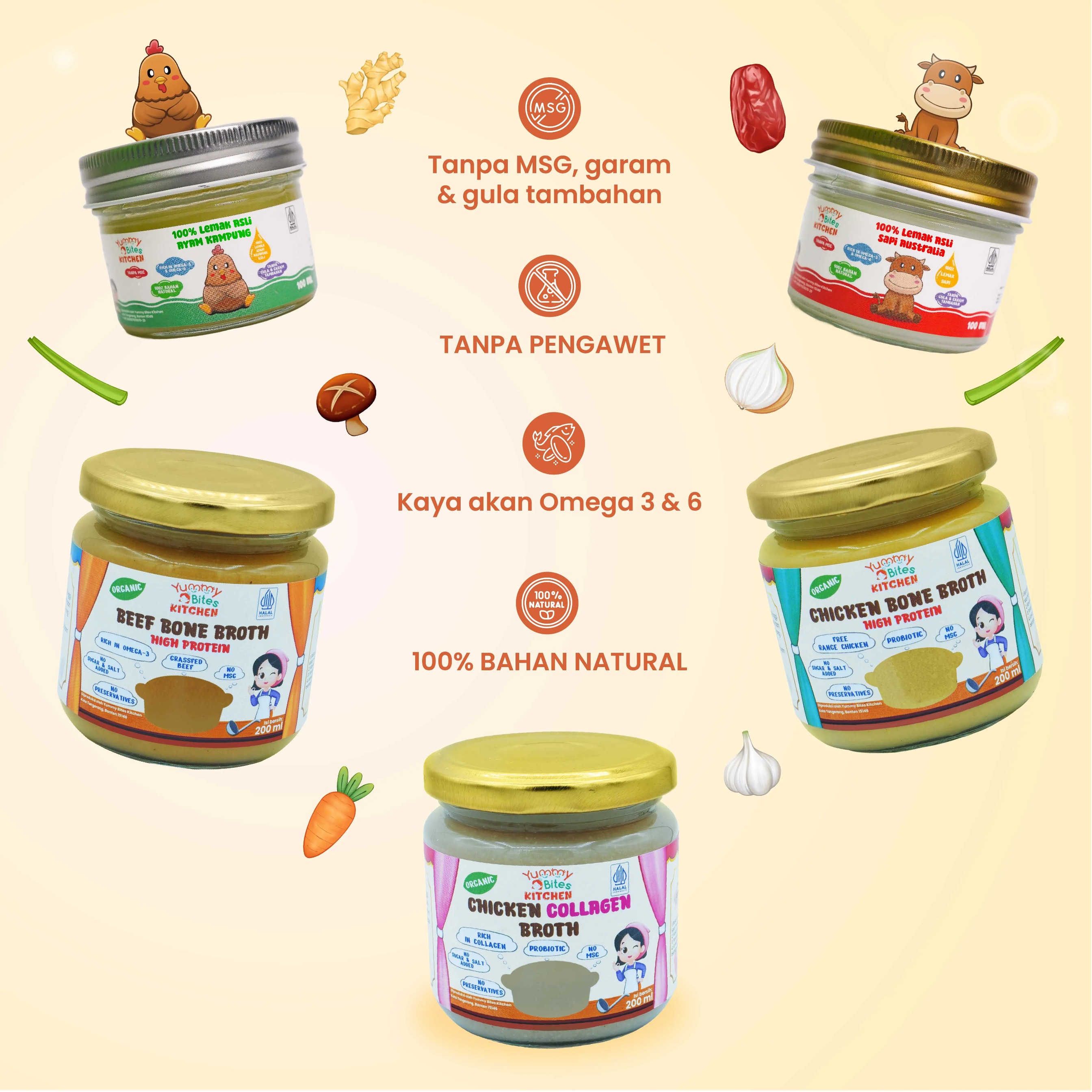 Yummy Bites Kitchen - 100% Lemak Sapi Asli 100 ML | Pure Fat | 100% Lemak Ayam Kampung Asli | Fat Oil | Booster MPASI | Lemak sehat MPAS