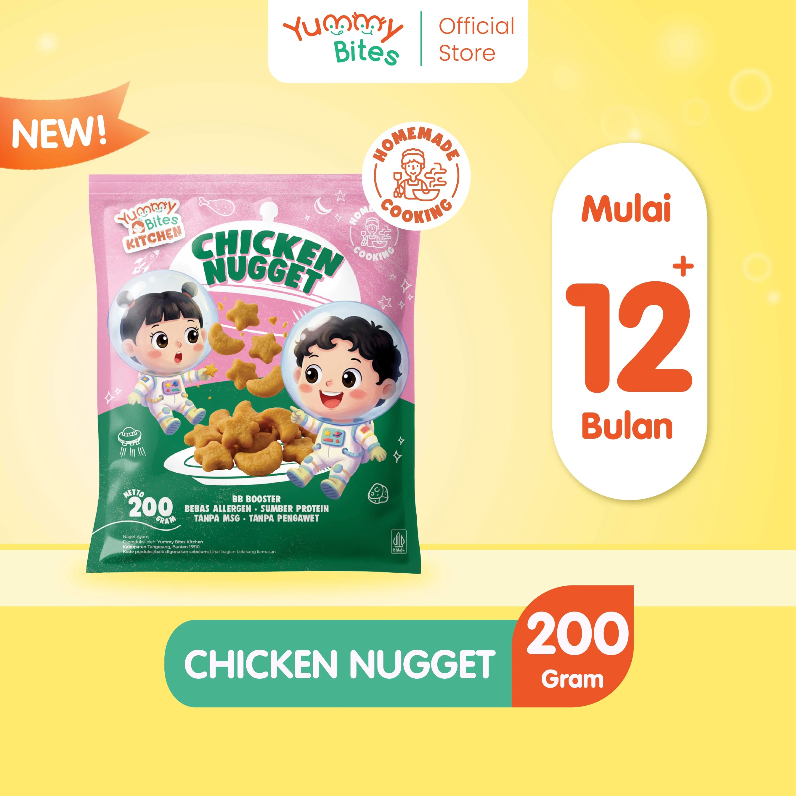 Yummy Bites Kitchen - Chicken Nugget 200 gr MPASI bayi Non UPF | Real Meat | No MSG | Gluten Free | Tanpa Pengawet