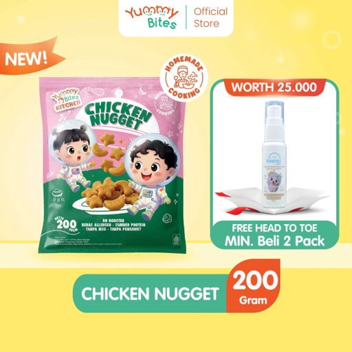 Yummy Bites Kitchen - Chicken Nugget 200 gr MPASI bayi Non UPF | Real Meat | No MSG | Gluten Free | Tanpa Pengawet