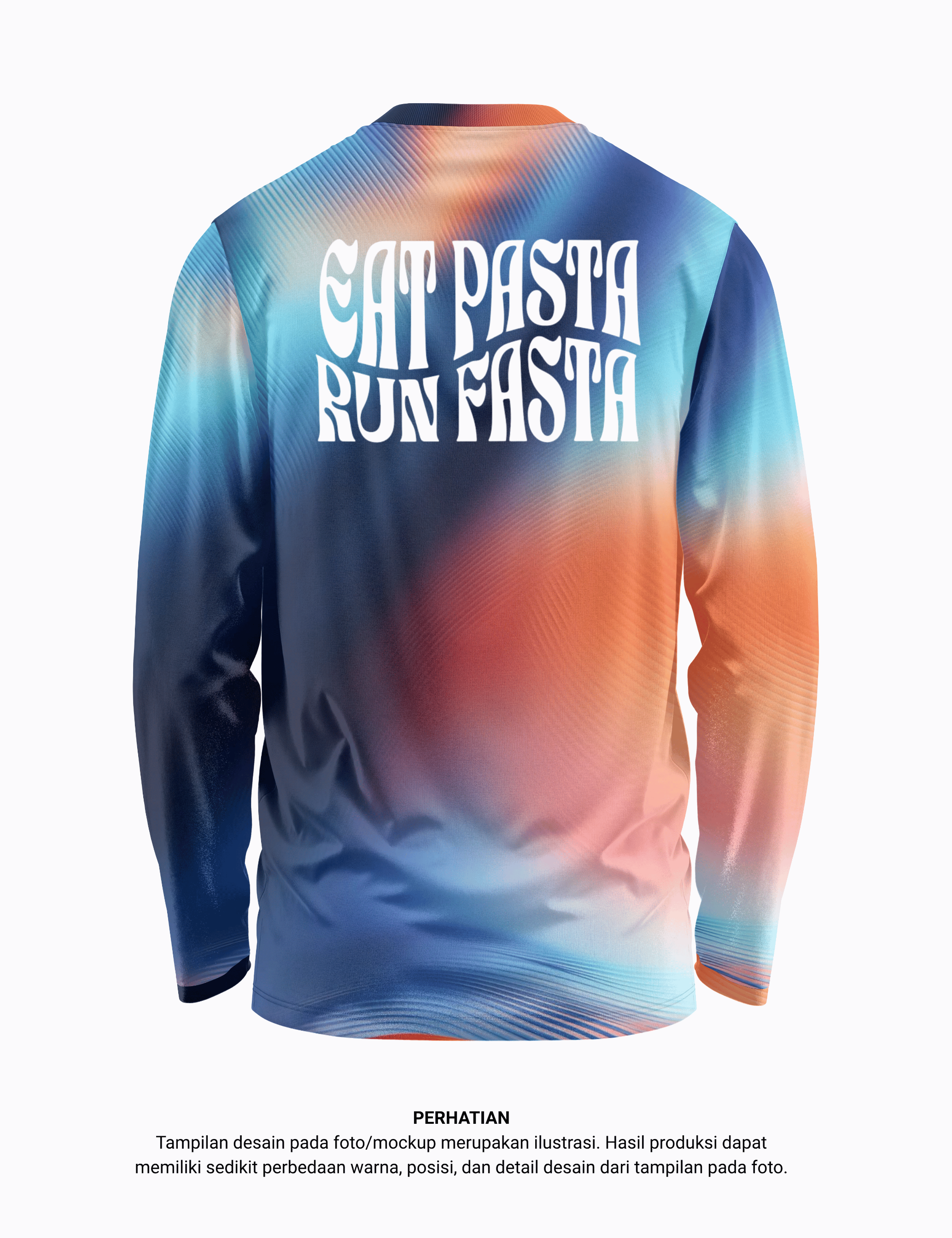 Long Sleeve Running Shirt Eat Pasta Run Fasta