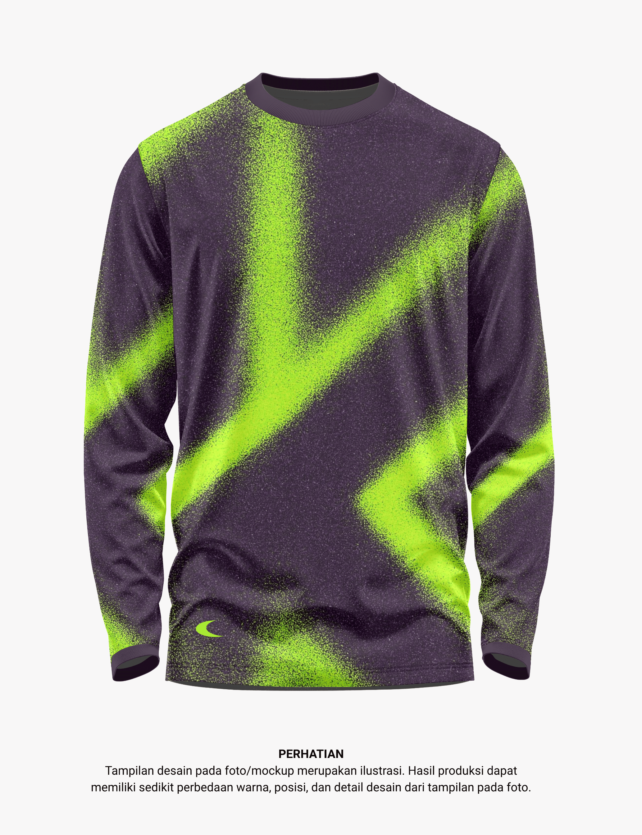 Long Sleeve Running Shirt | Hitam Hijau Gradient