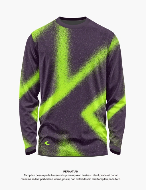 Long Sleeve Running Shirt | Hitam Hijau Gradient