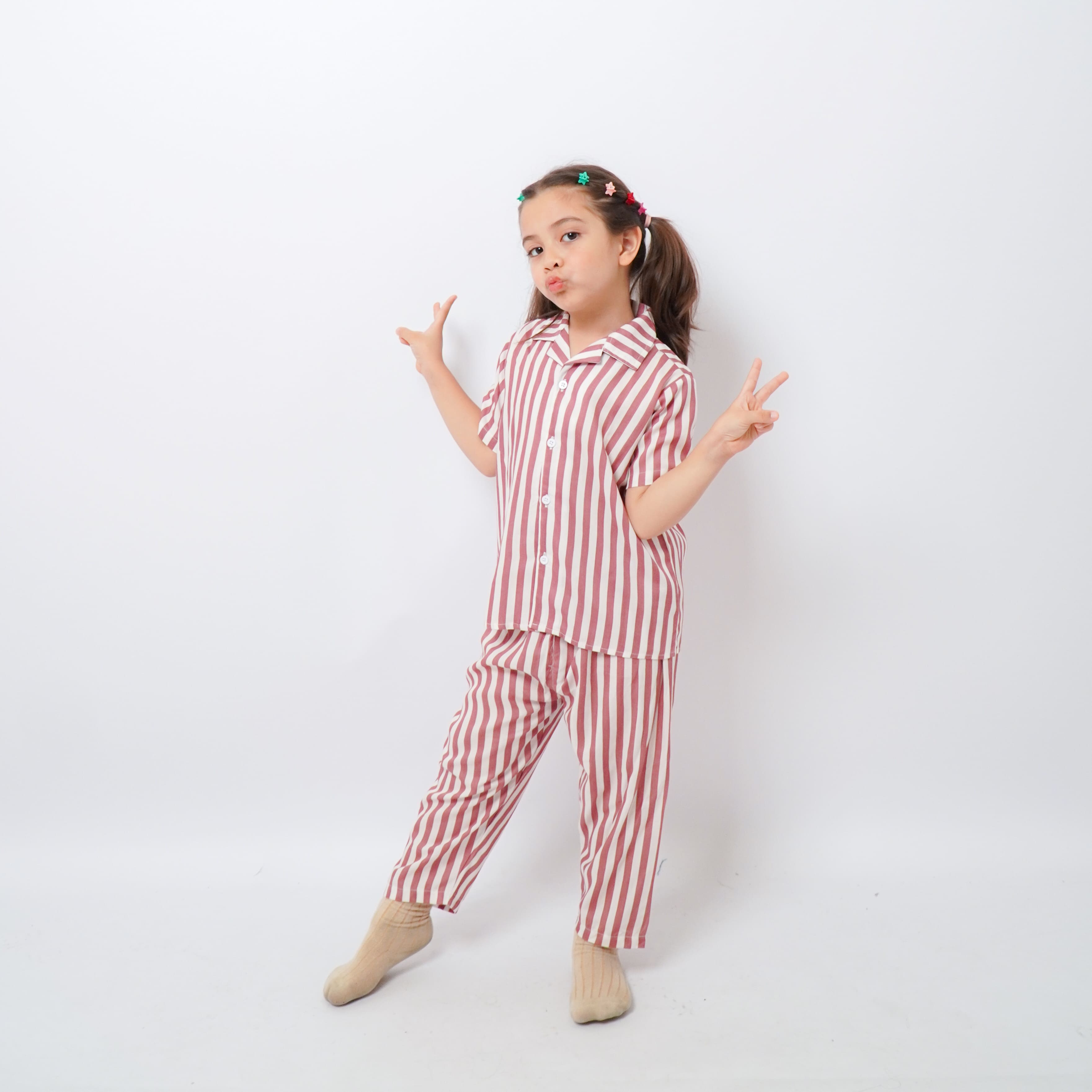 Piyama Stripe Pajamas Anak Lengan Pendek