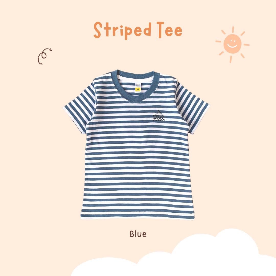 Atasan Kaos Striped Tee Bordir Anak