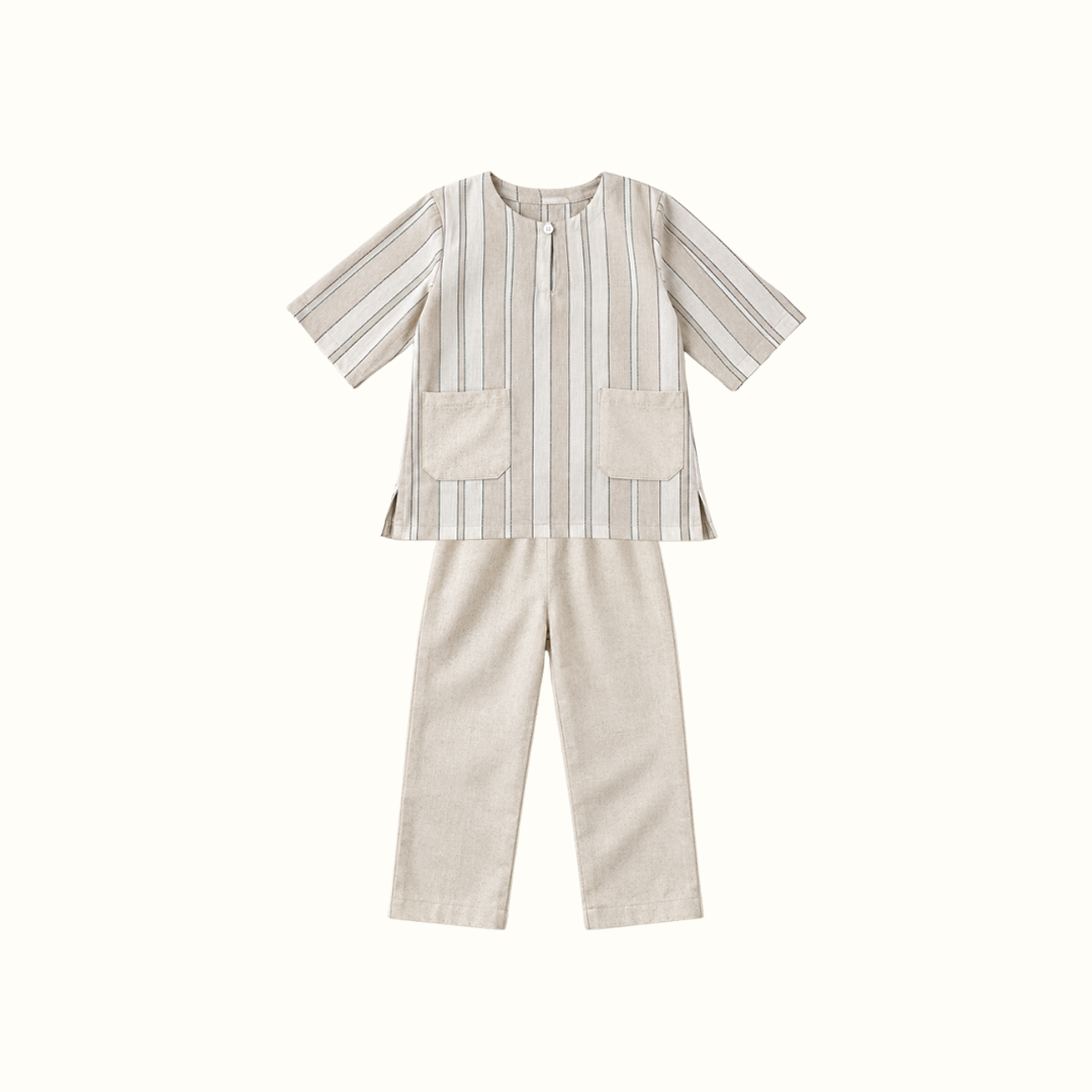 Baju Muslim Zayn Kurta Set Linen Anak