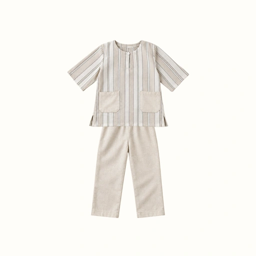 Baju Muslim Zayn Kurta Set Linen Anak