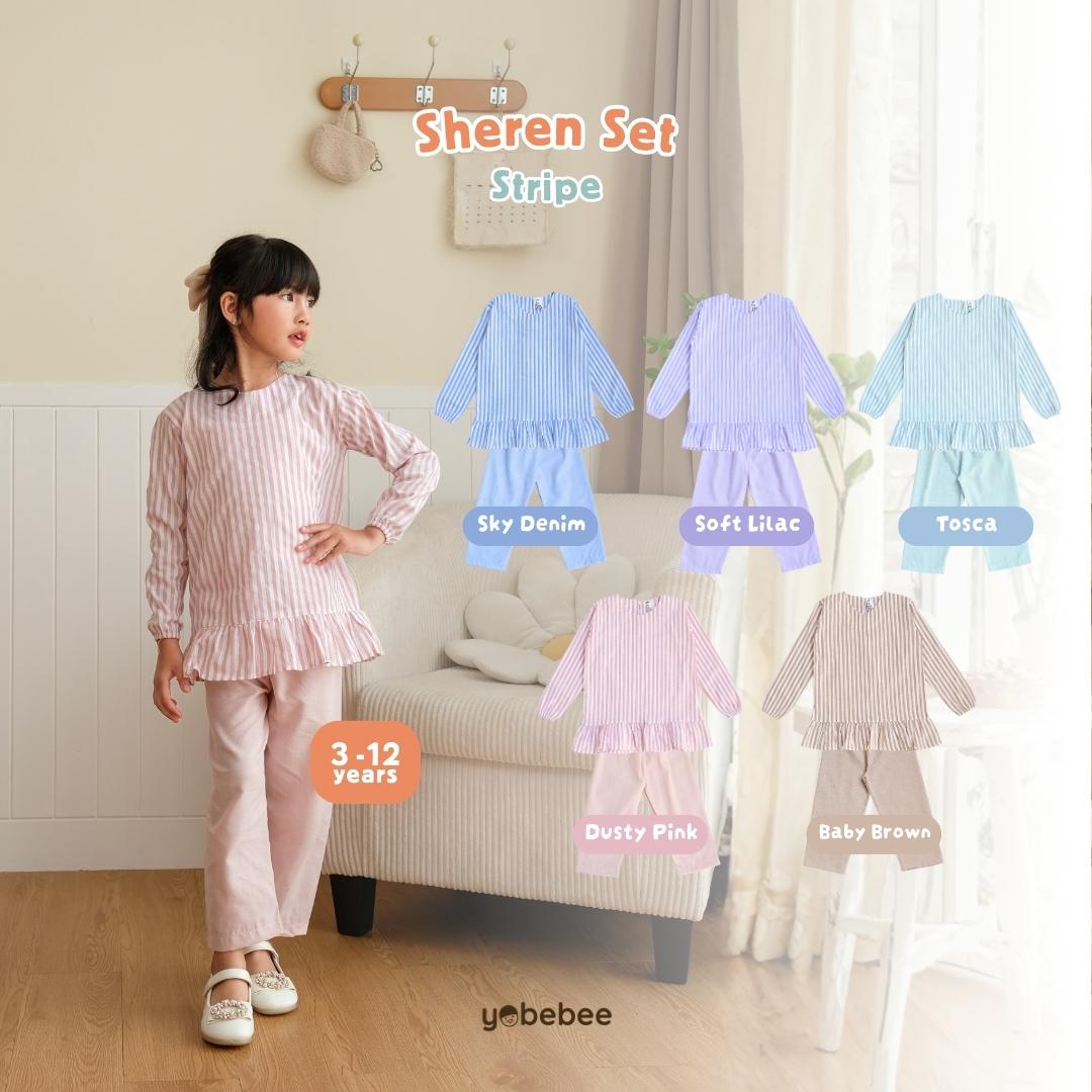 Baju Muslim Sheren Stripe Set Anak