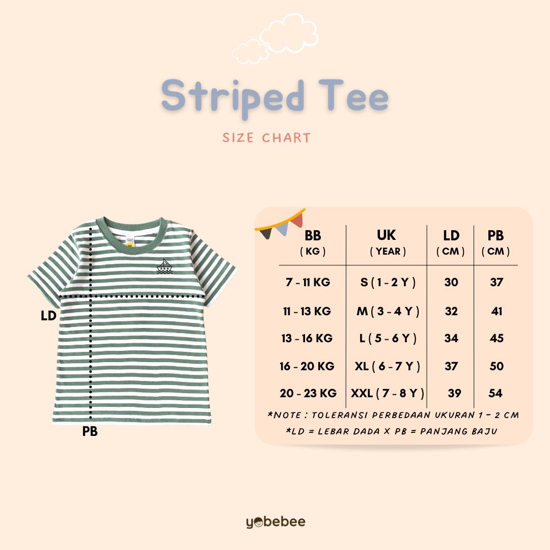 Atasan Kaos Striped Tee Bordir Anak