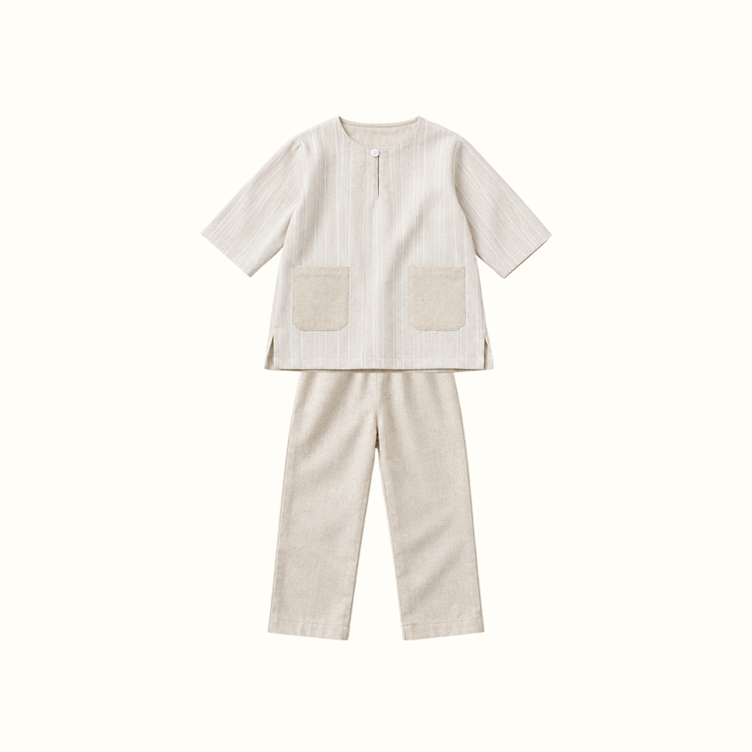 Baju Muslim Zayn Kurta Set Linen Anak
