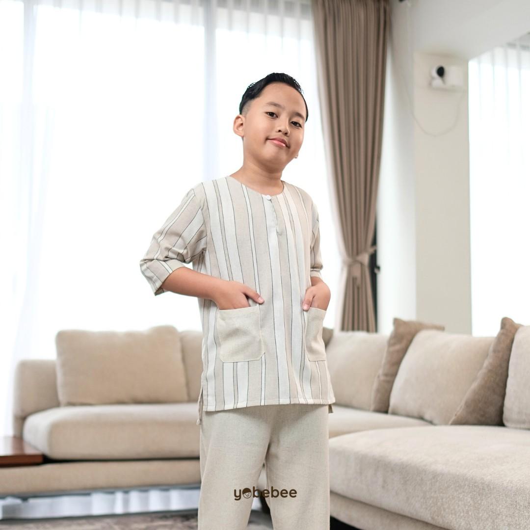 Baju Muslim Zayn Kurta Set Linen Anak