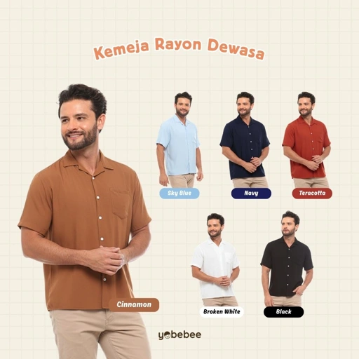 Kemeja Rayon Pria Dewasa Lengan Pendek