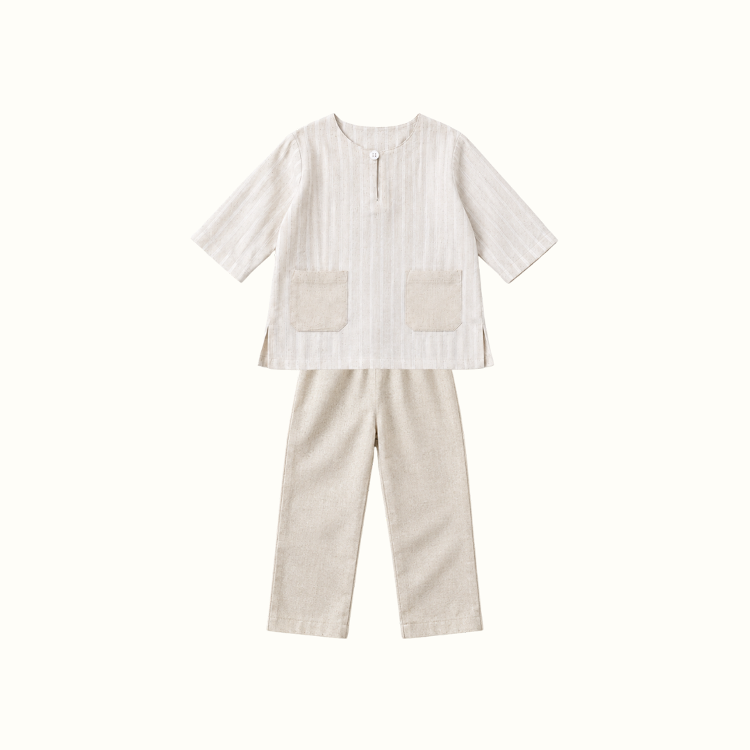 Baju Muslim Zayn Kurta Set Linen Anak
