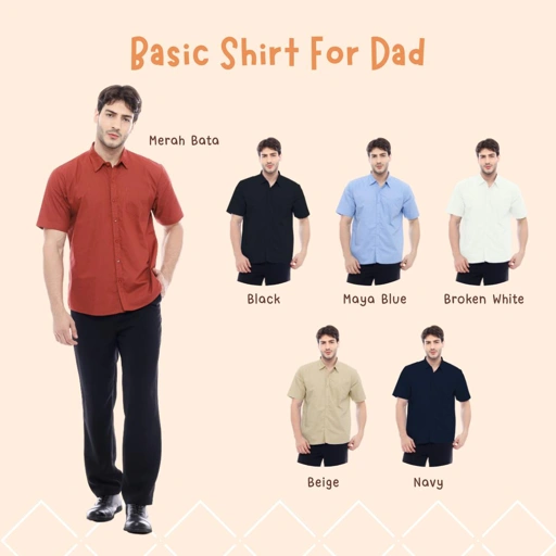Kemeja Poplin Pria Dewasa Lengan Pendek