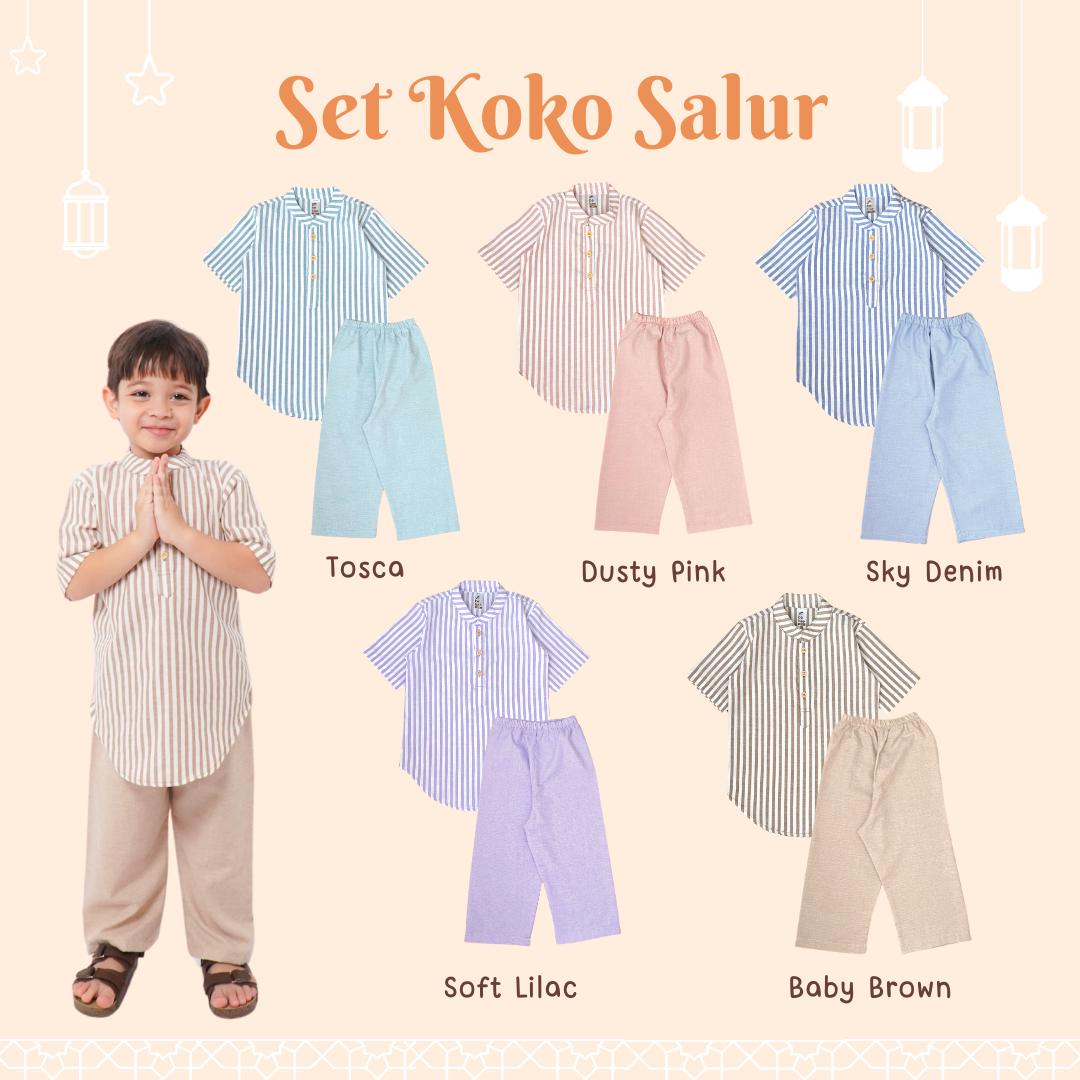 Baju Muslim Set Kurta Salur Anak