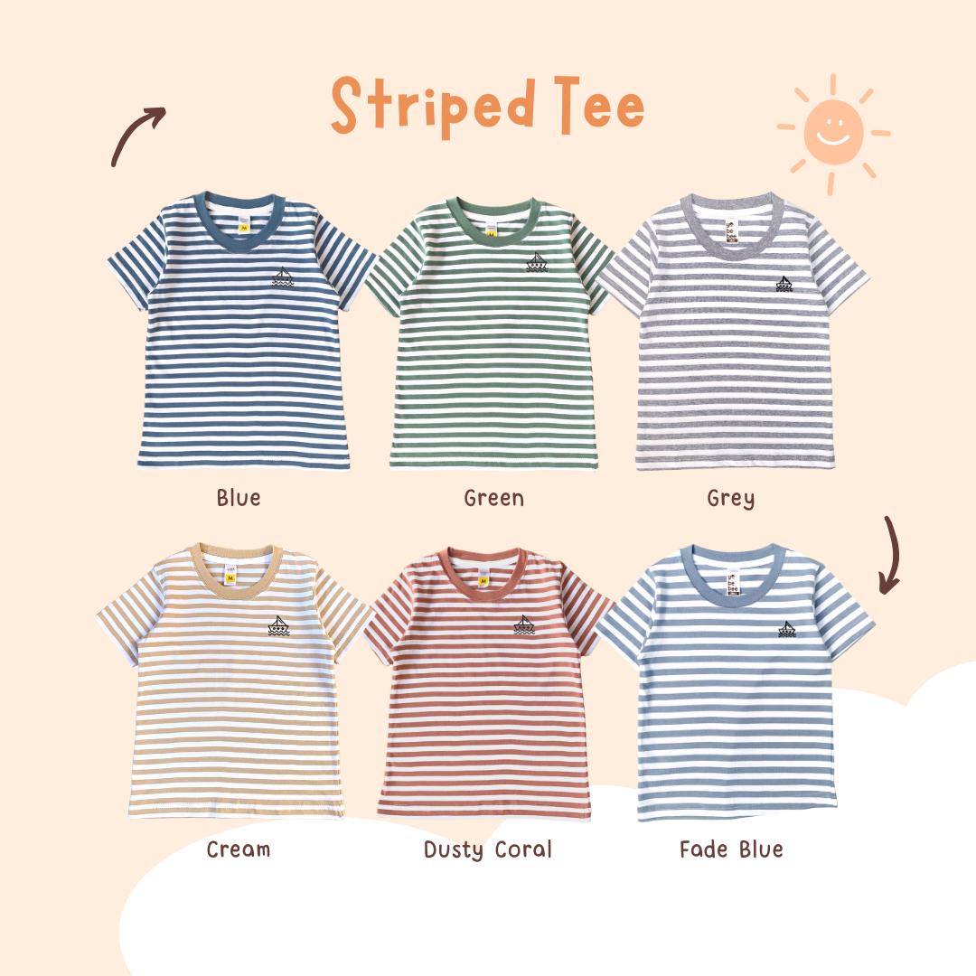 Atasan Kaos Striped Tee Bordir Anak