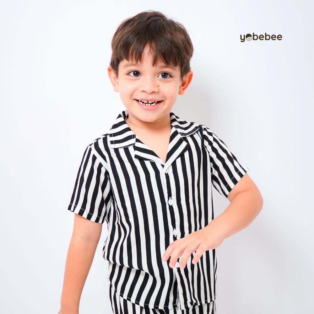 Piyama Stripe Pajamas Anak Lengan Pendek