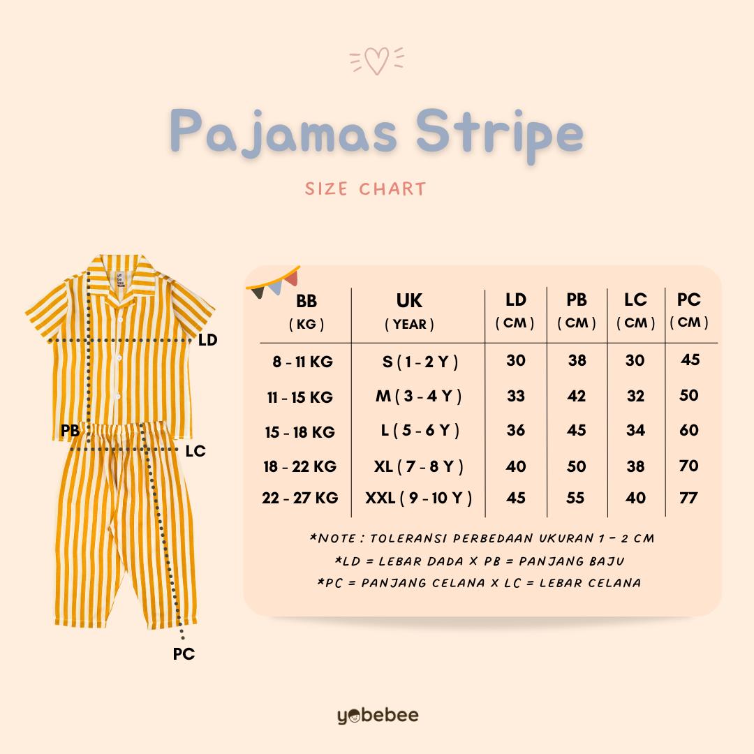 Piyama Stripe Pajamas Anak Lengan Pendek