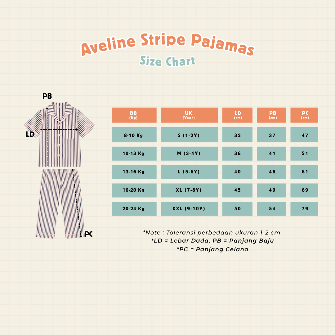 Aveline Stripe Piyama Anak
