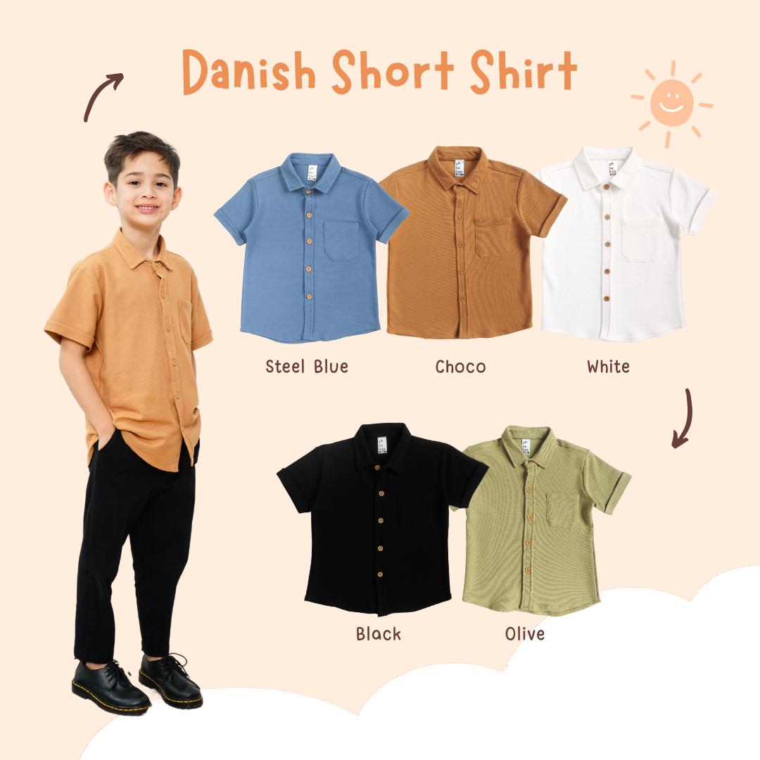 Kemeja Danish Short Anak Lengan Pendek