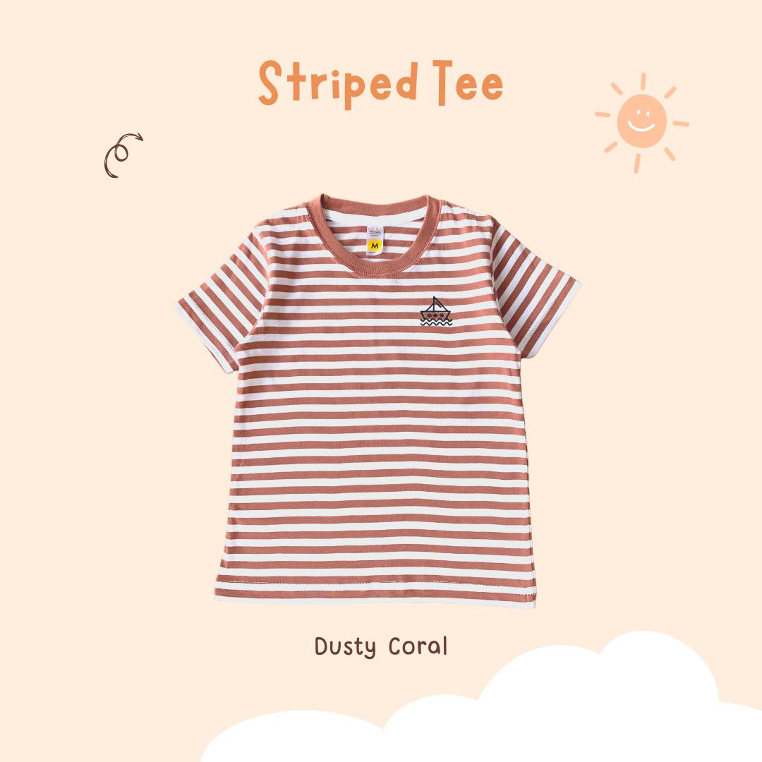 Atasan Kaos Striped Tee Bordir Anak