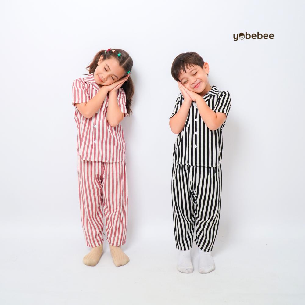 Piyama Stripe Pajamas Anak Lengan Pendek