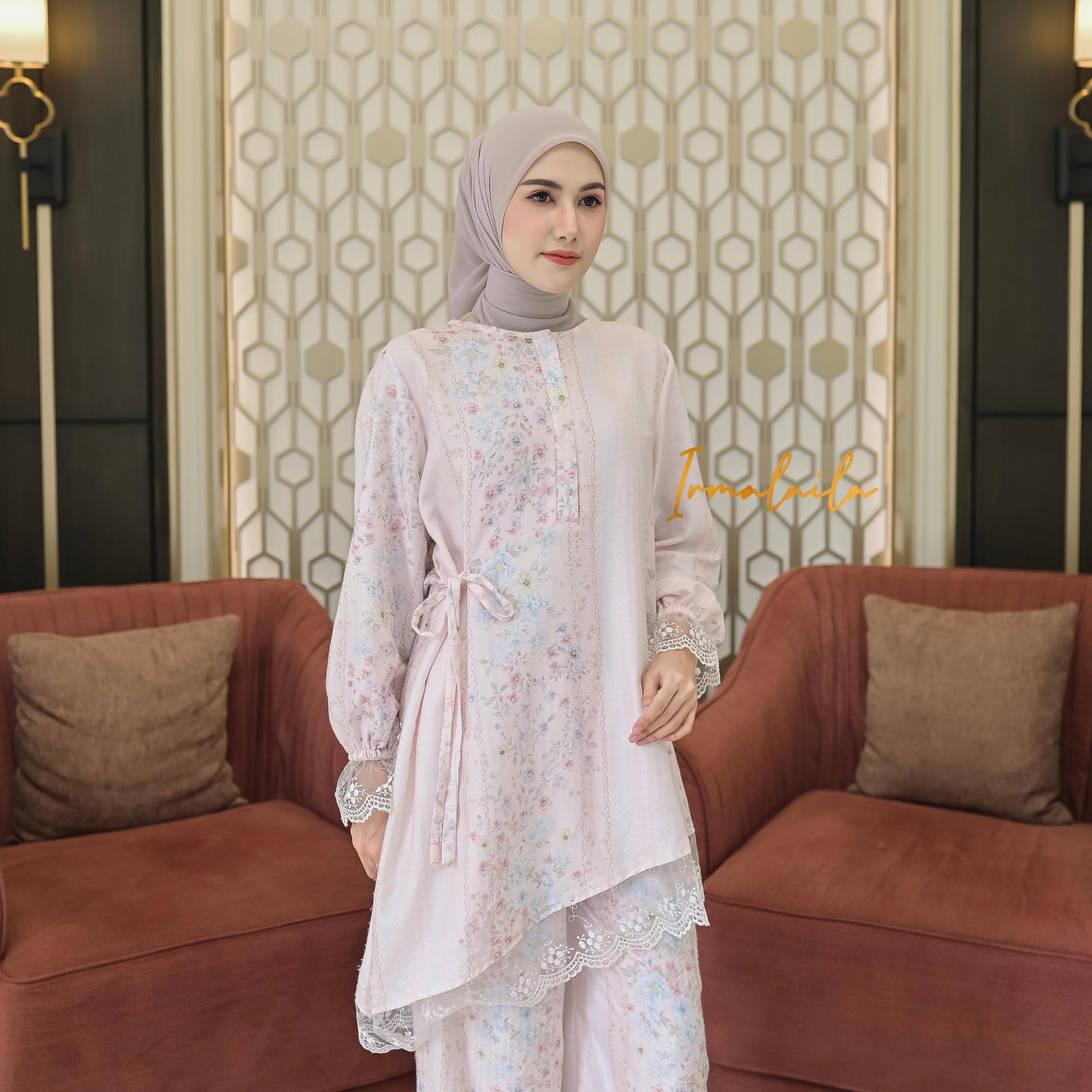 Valisha Set Tunik Kulot Bahan Jaguard Mewah Mix Tulle Cantik Anggun By Irmalaila