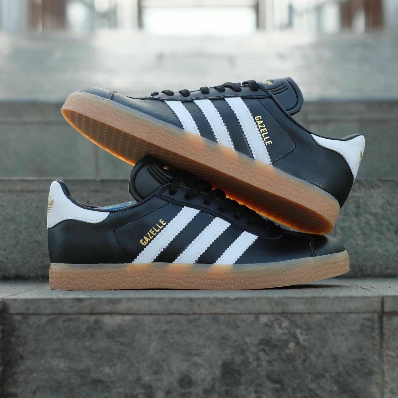 ADIDAS GAZELLE LEATHER BLACK GUMSOLE