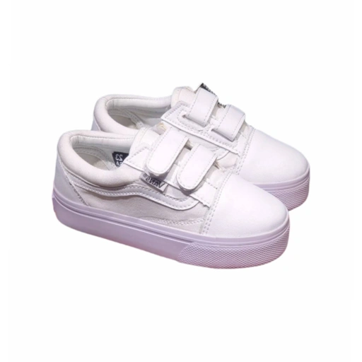KIDS - VANS OLD SKOOL VELCRO ALL WHITE
