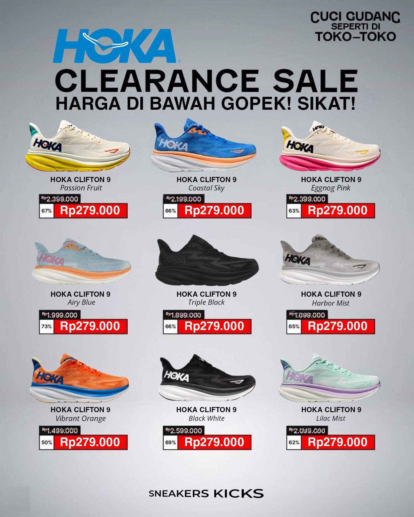 HOKA ONE ONE CLIFTON 9 CLEARANCE SALE