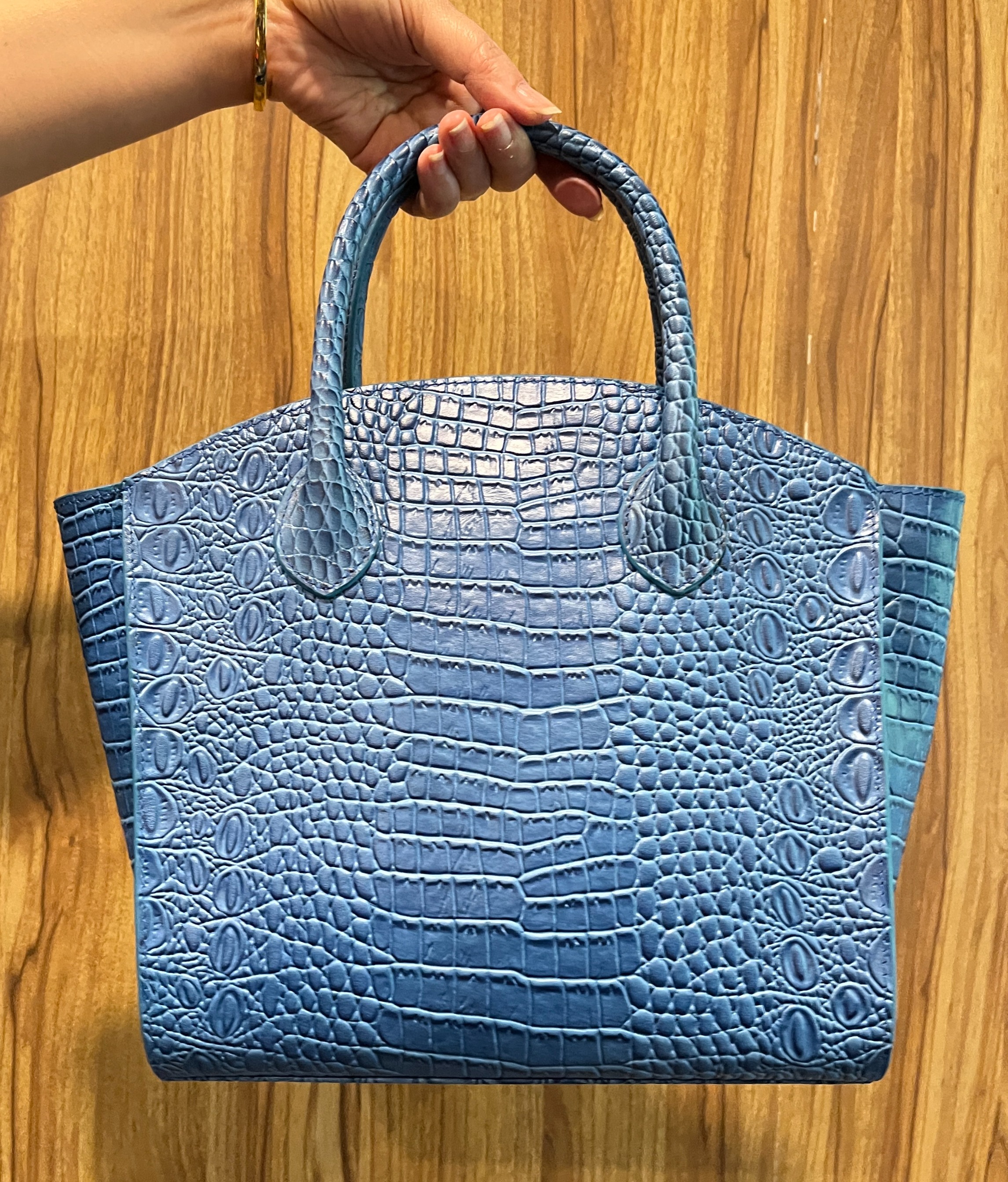 Priel x YBI  Electric Blue Croco Sofia Medium Bag
