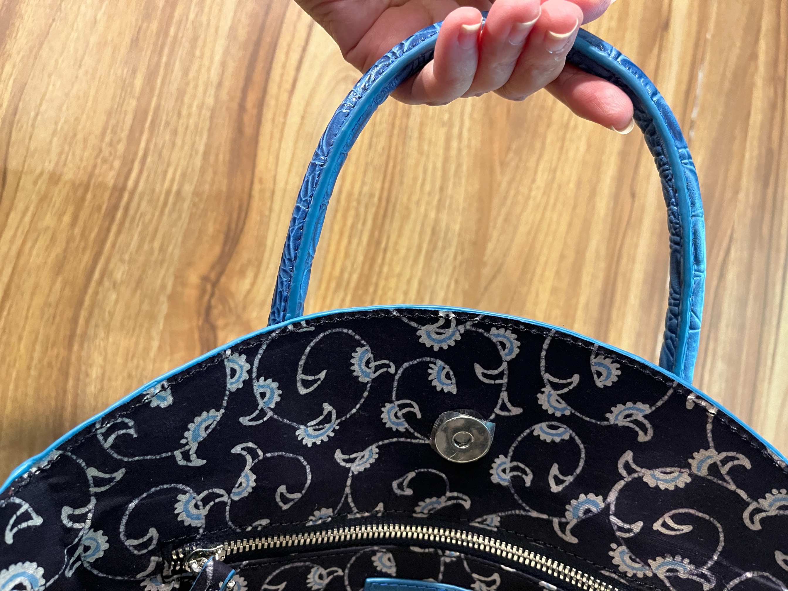 Priel x YBI  Electric Blue Croco Sofia Medium Bag