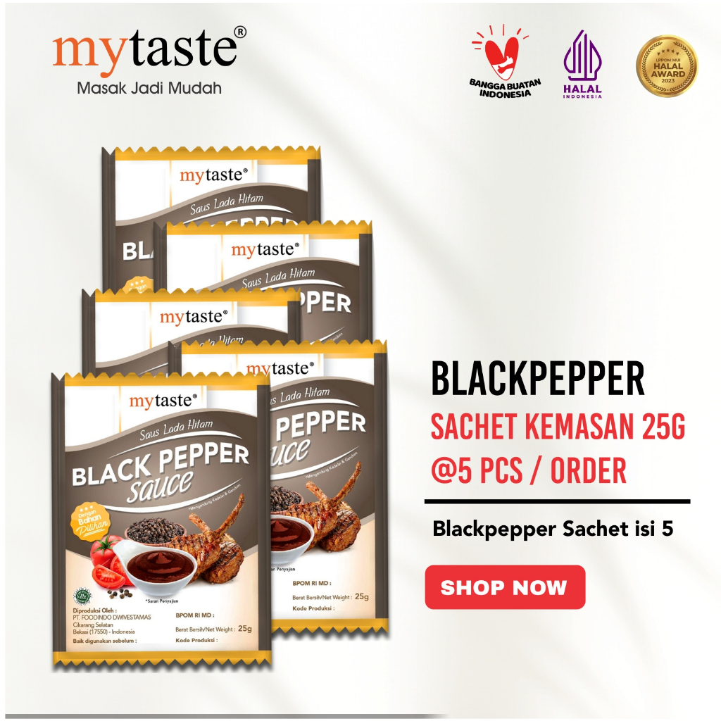MYTASTE Black Pepper Sauce 25g (Isi 5 Pack)