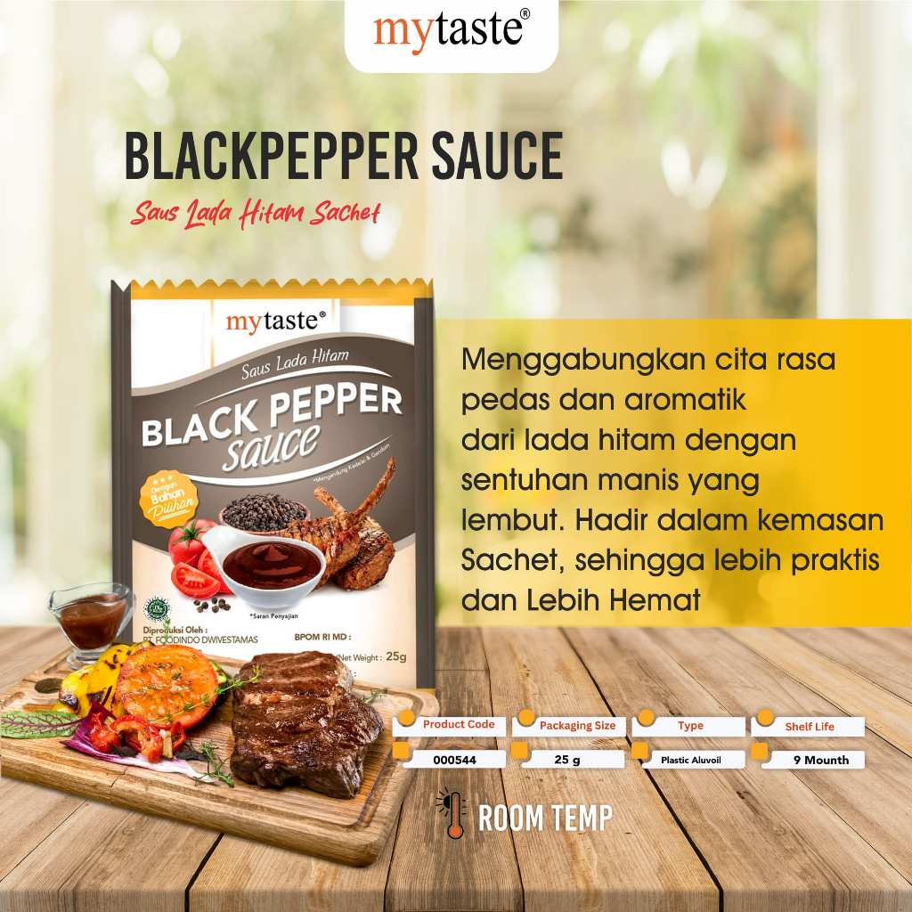 MYTASTE Black Pepper Sauce 25g (Isi 5 Pack)