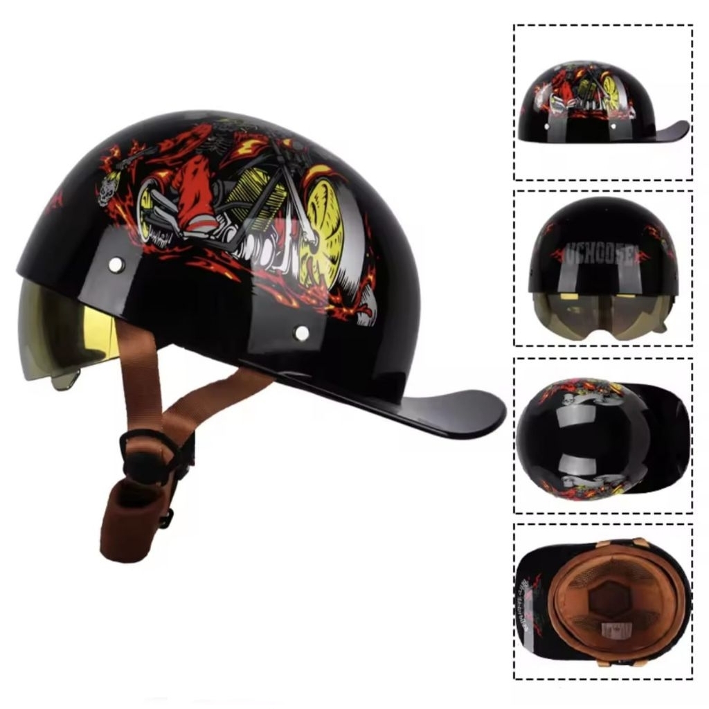 Half HELMET cap with Visor all size