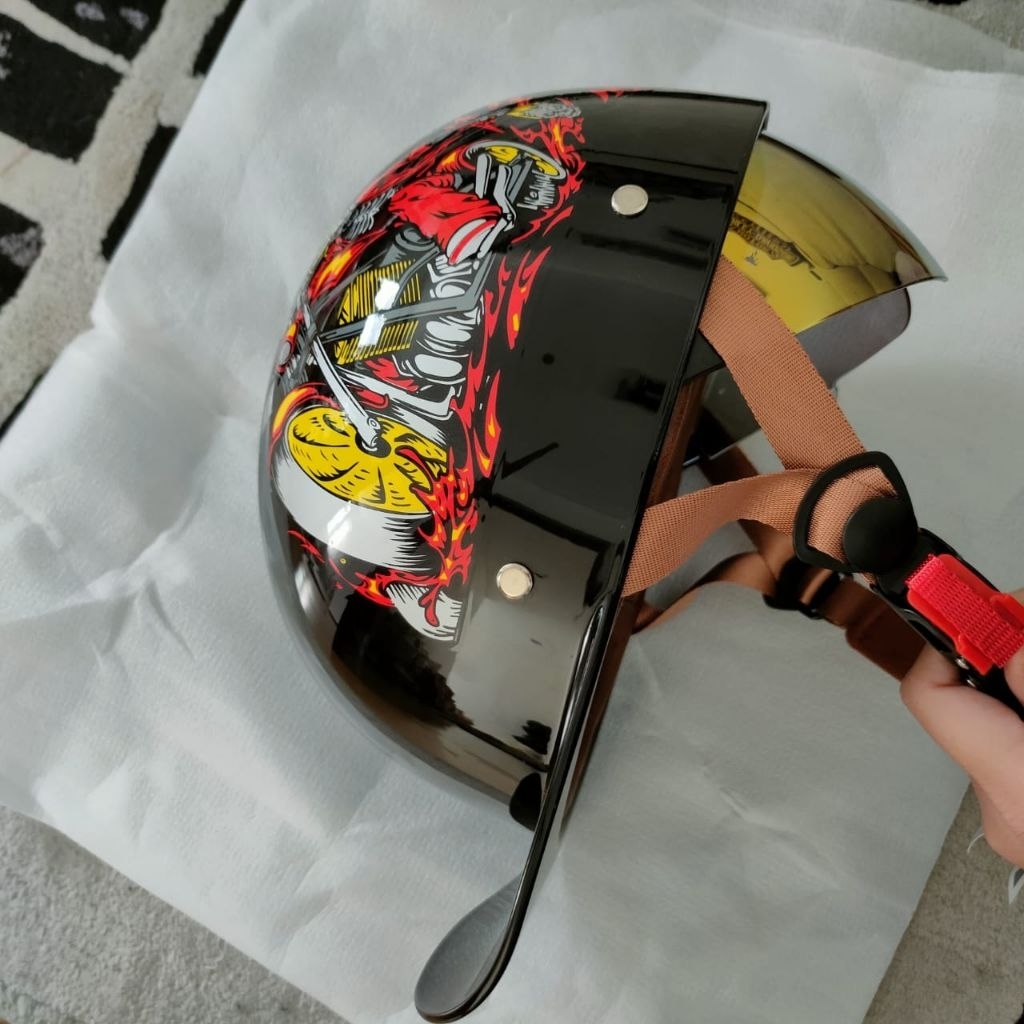 Half HELMET cap with Visor all size