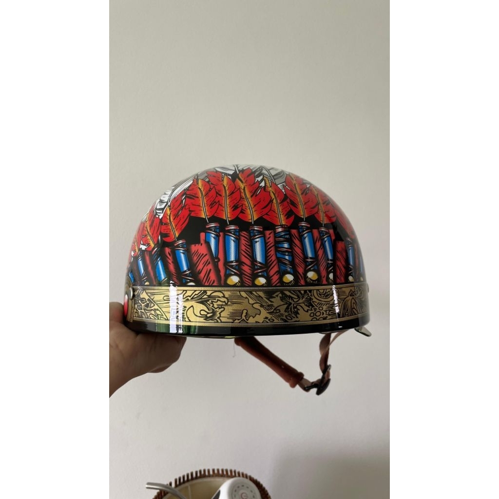 Half face helmet open face visor motif Indian UNISEX all size ReTRO classic