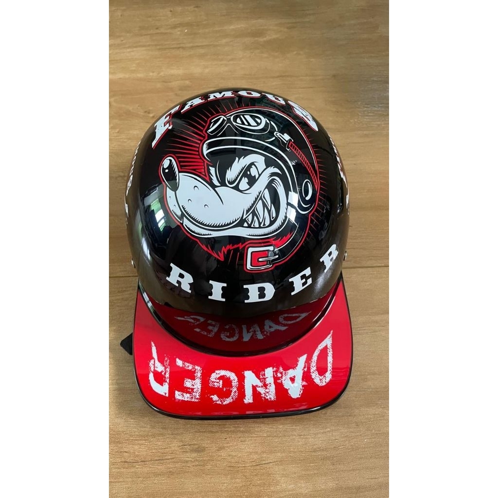 famous rider helm half face motif wolf unisex