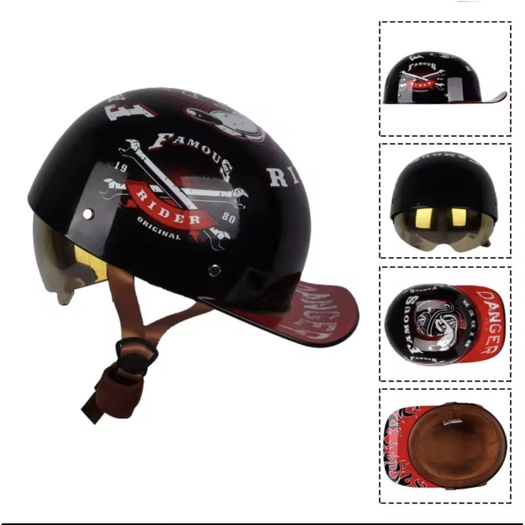 famous rider helm half face motif wolf unisex
