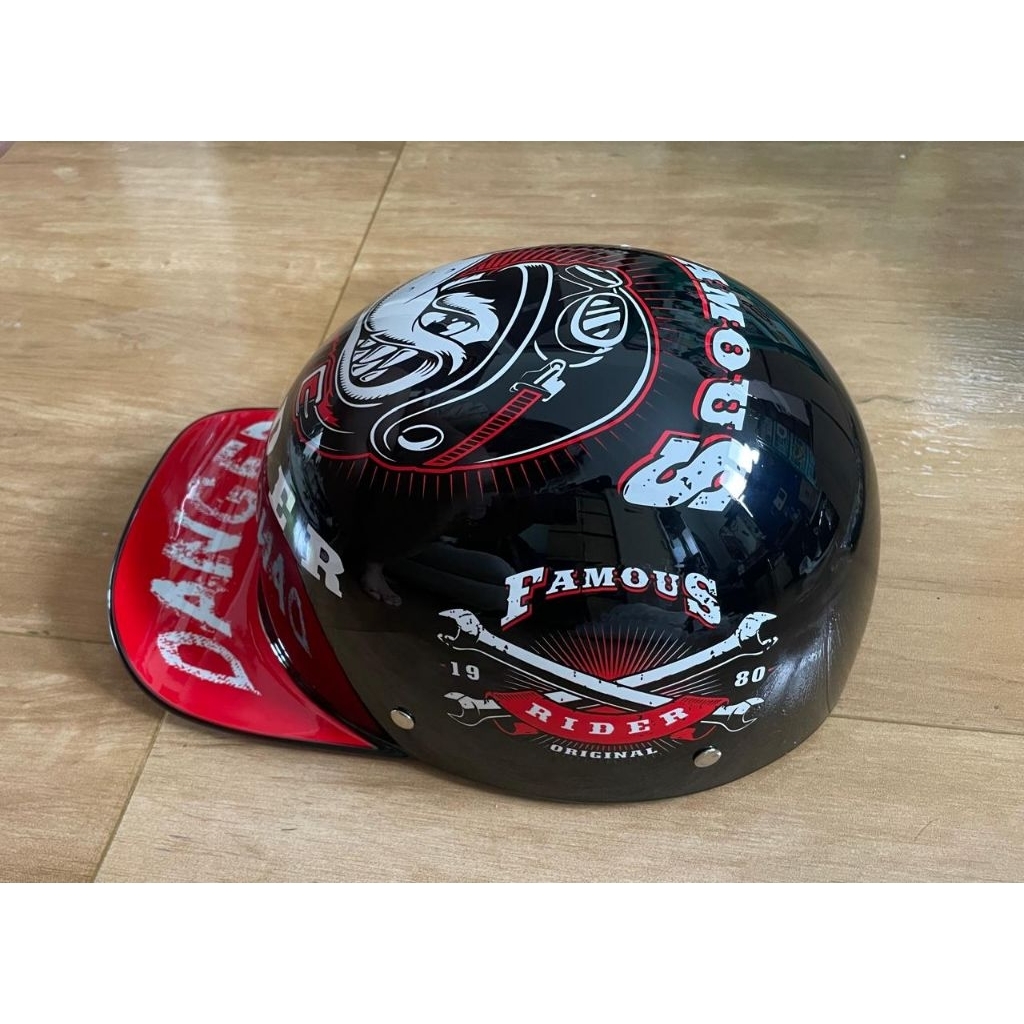 famous rider helm half face motif wolf unisex