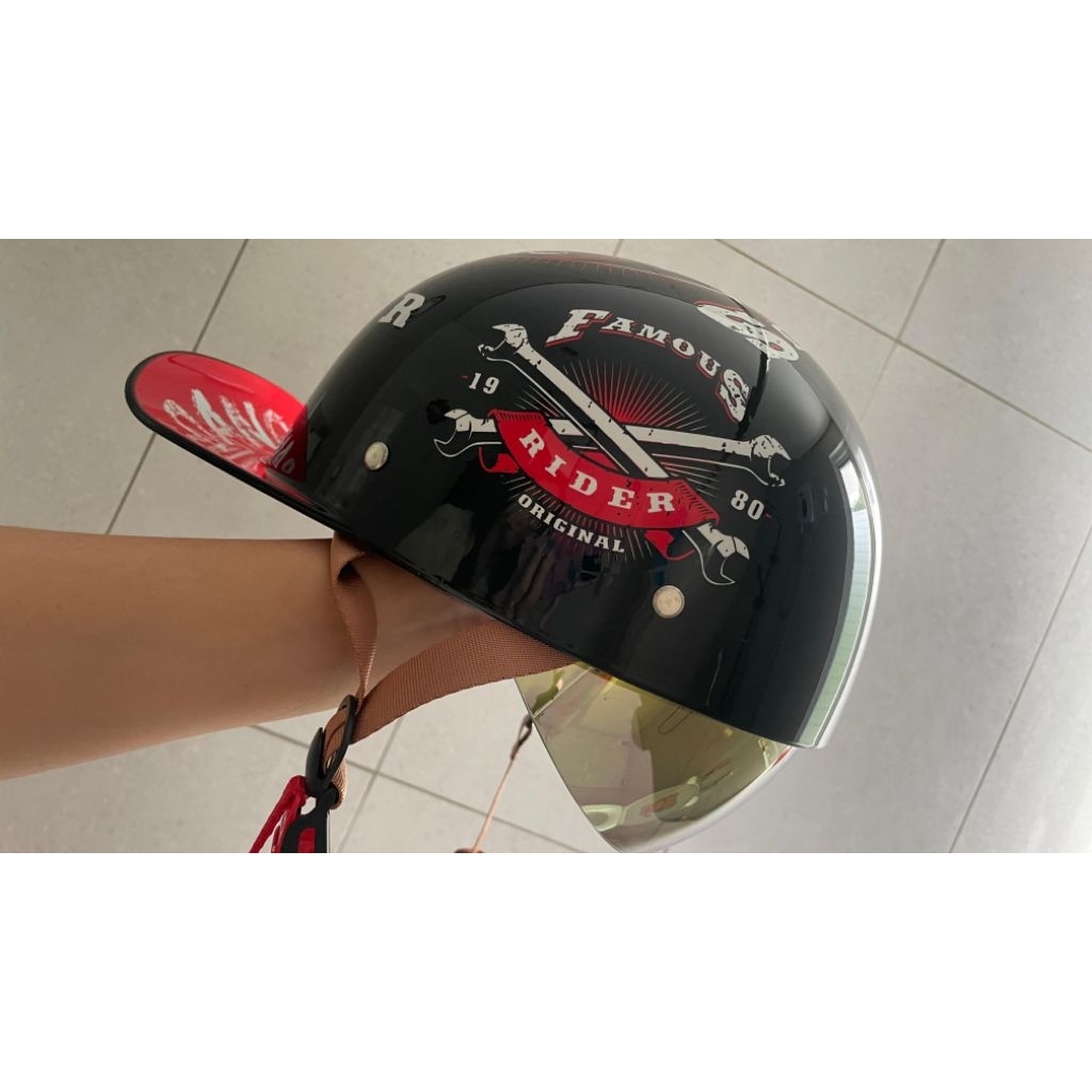 famous rider helm half face motif wolf unisex