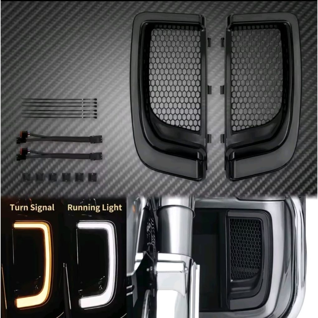 LED TURN SIGNAL LIGHT FAIRING LOWER GRILL BLACK
