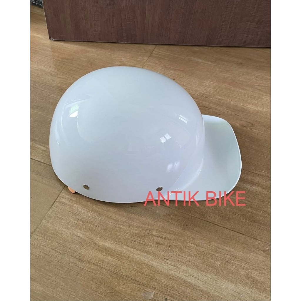 HALF helmet OPEN FACE GLOSSY WHITE WITH VISOR RETRO CLASSIC ALL SIZE UNISEX IMPORT
