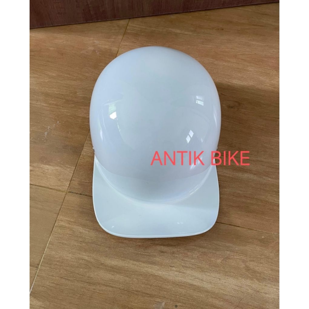 HALF helmet OPEN FACE GLOSSY WHITE WITH VISOR RETRO CLASSIC ALL SIZE UNISEX IMPORT