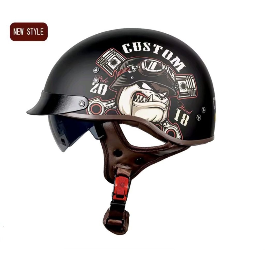 HALF HELMET BULLDOG OPEN FACE WITH VISOR